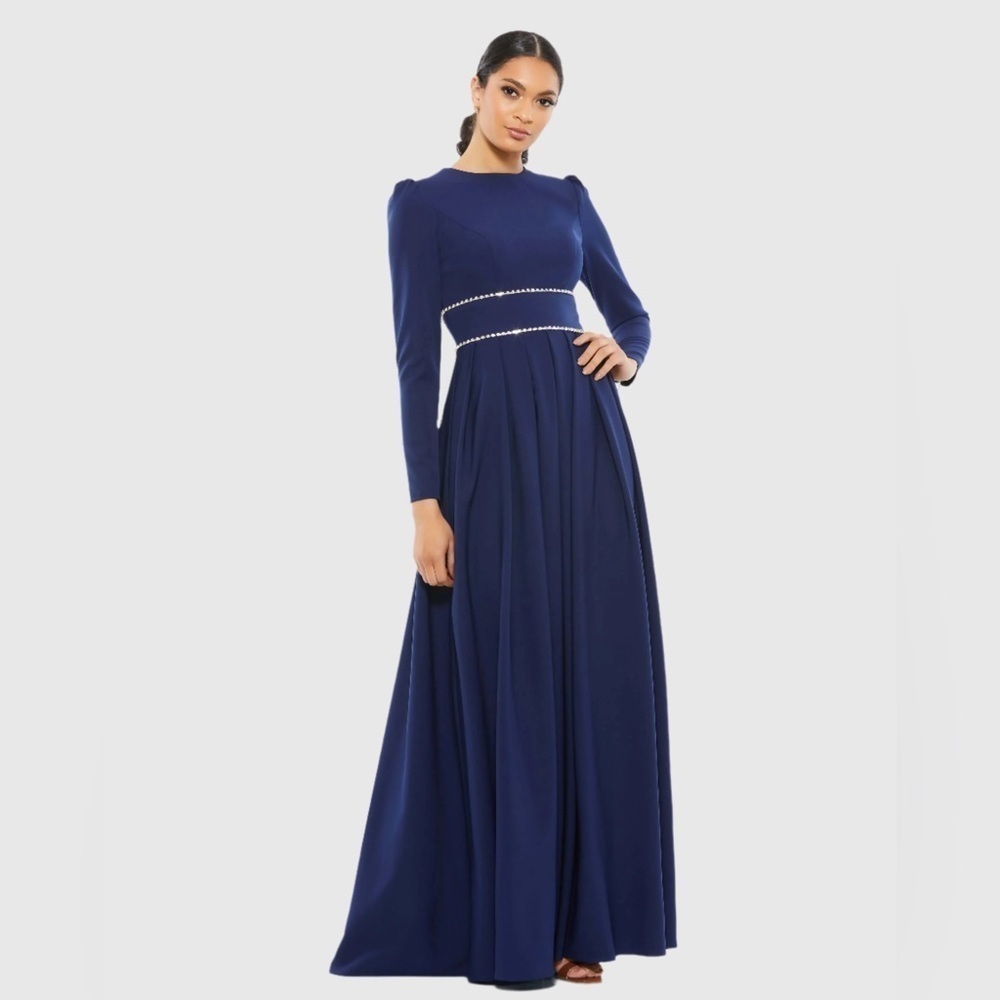 IEENA FOR MAC DUGGAL 55705 NWT A-Line Rhinestone Waist Evening Gown